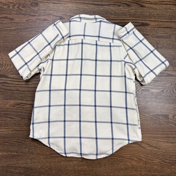 L.L.Bean Lined Shirt Jacket Womens Medium White Blue Check Button Front Pockets - Picture 8 of 10